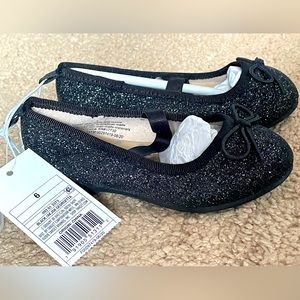 Girls Black Glitter Ballet Slipper Shoe Size 6 NWT